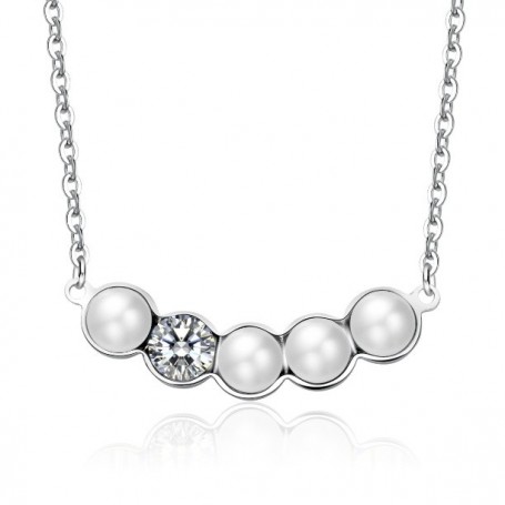 S'Agapò - Marilyn, collana acciaio 316L con perle e cristalli bianchi. SMY01