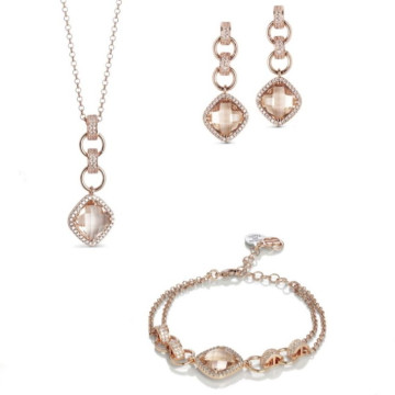 Boccadamo -  Collana con pendente di cristallo briolette peach e zirconi