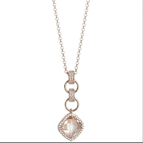 Boccadamo -  Collana con pendente di cristallo briolette peach e zirconi