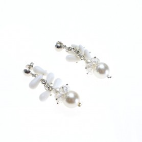 Moesi - Orecchini con murrine bianche e perle avorio. Soave