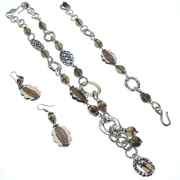 Moesi - Orecchini con murrine marrone e bronzo. Afef