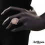 Artlinea - Anello argento 925 rodiato con idrotermale rosa con base madreperla. ZAN450-RO-LB
