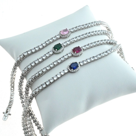 Arteregalo - Bracciale argento 925 cm 18 con zirconi e cristalli.