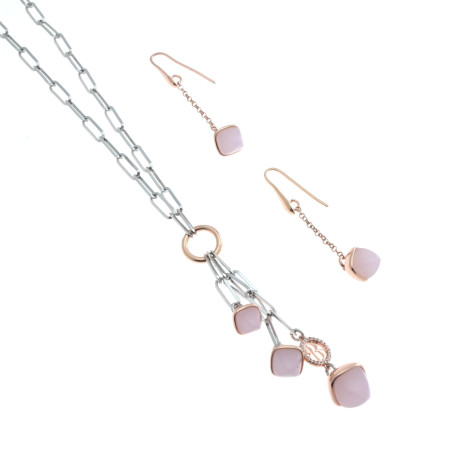 Boccadamo - Collana, orecchini Caleida con cristalli rosa.
