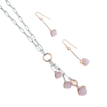 Boccadamo - Collana, orecchini Caleida con cristalli rosa.