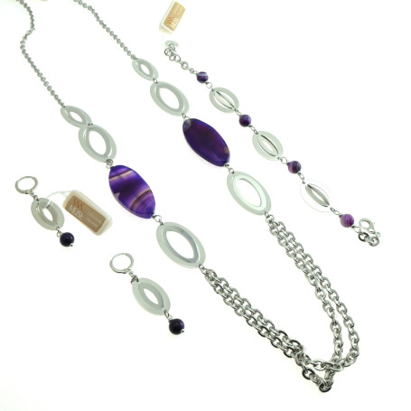 Muse - Collana, bracciale e orecchini con agata .