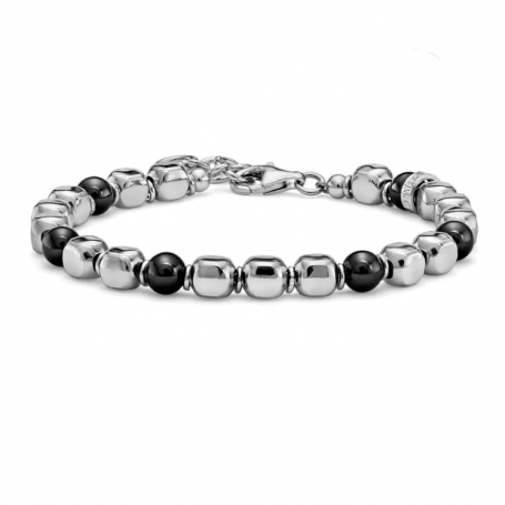 Maria Cristina Sterling - Bracciale uomo Urban Soul cubi argento e agata nera.