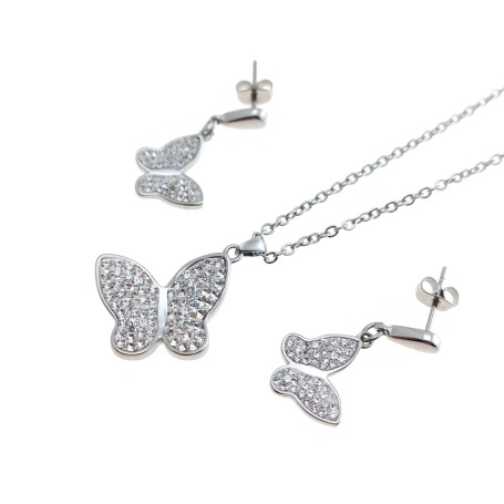 Lotus - Parure con collana e orecchini strass.