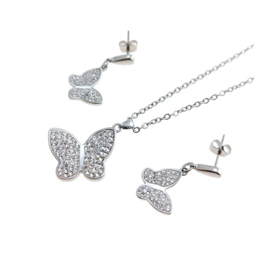 Lotus - Parure con collana e orecchini strass.