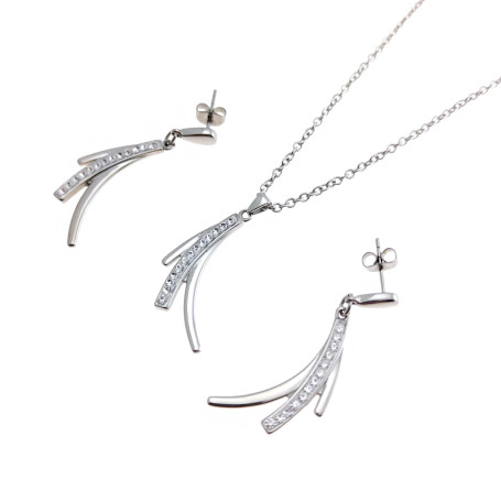 Lotus - Parure con collana e orecchini con strass.