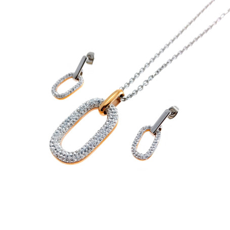Lotus - Parure con collana e orecchini con strass.