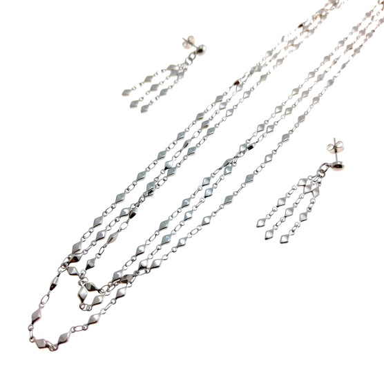 Lotus - Parure acciaio con collana cm 45-50 e orecchini.