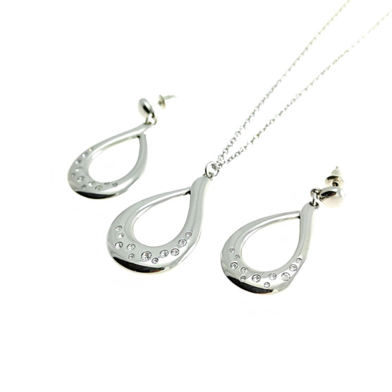2Jewels - Parure acciaio con collana e orecchini con strass.