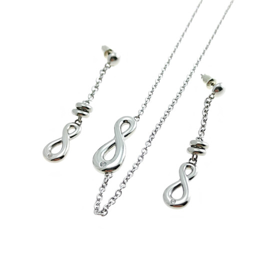 2Jewels - Parure acciaio con collana e orecchini con strass.