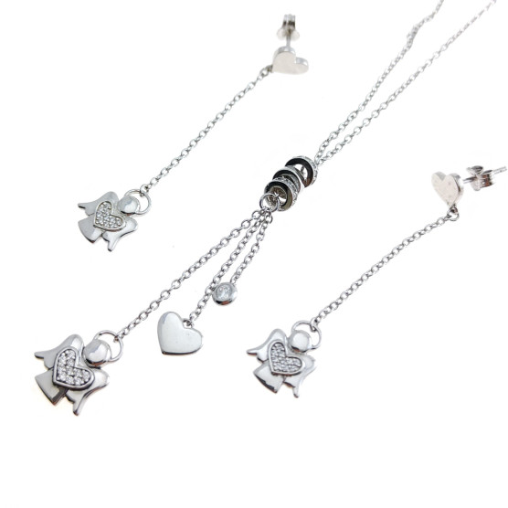 2Jewels - Parure acciaio con collana e orecchini con strass.