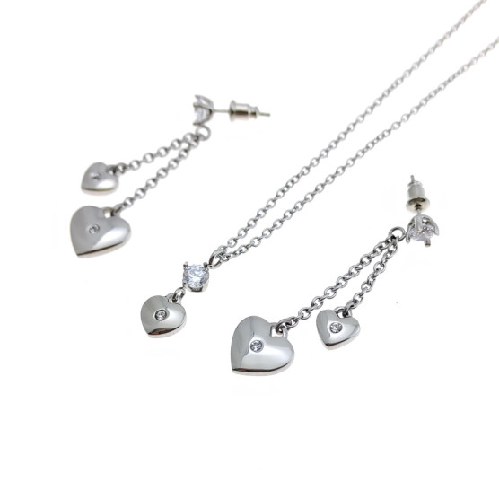 2Jewels - Parure acciaio con collana e orecchini con strass.