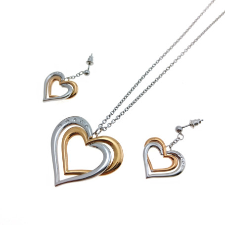 2Jewels - Parure acciaio con collana cm 80 e orecchini con strass.