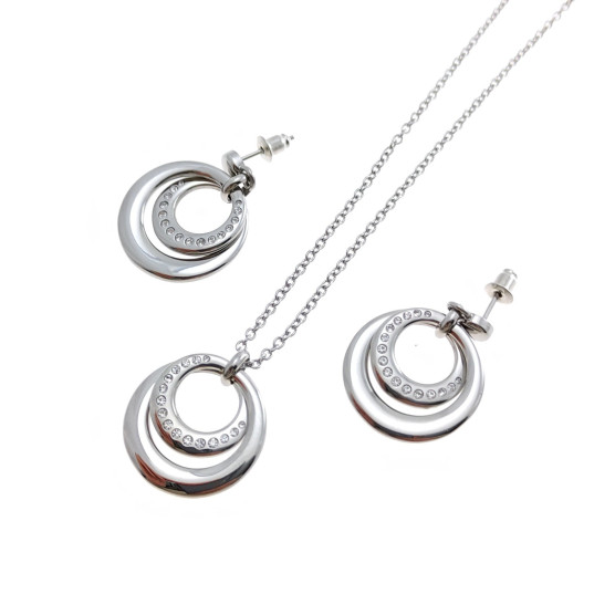 2Jewels - Parure acciaio con collana cm 45+5 e orecchini con strass.