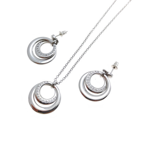 2Jewels - Parure acciaio con collana cm 45+5 e orecchini con strass.