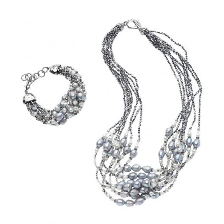 Ottaviani - Collana e bracciale con perle e cristalli. 48399 47428