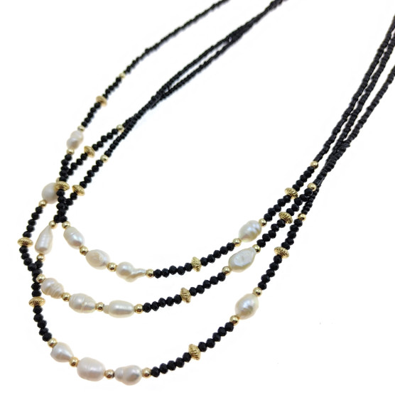 Arteregalo - Collana con pietre e perle assortite cm 45 + 5.