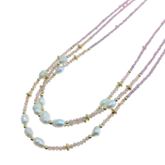Arteregalo - Collana con pietre e perle assortite cm 45 + 5.