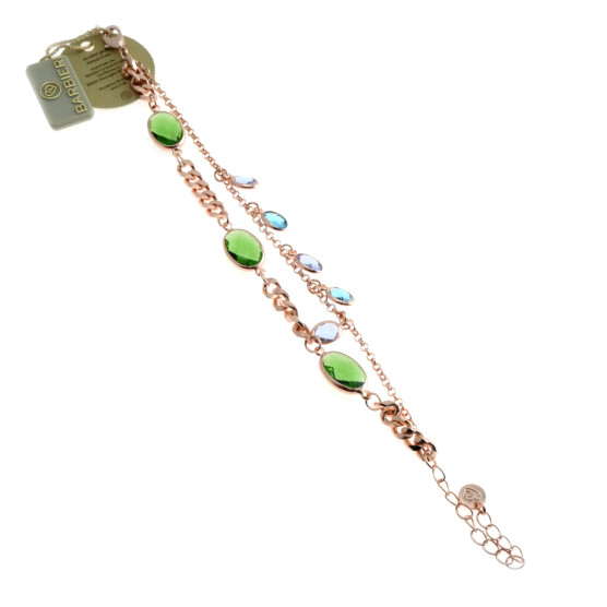 Barbieri - Bracciale rosè con cristalli verdi, azzurri e glicine.