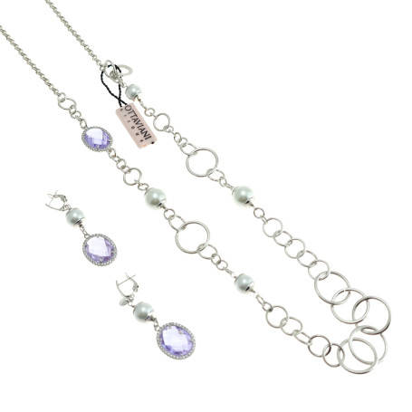 Ottaviani - Collana e orecchini con cristalli e perle.