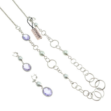 Ottaviani - Collana e orecchini con cristalli e perle.