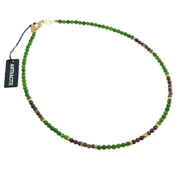 AntAntracite - Collana argento 925 dorato con pietre naturali cm 50.