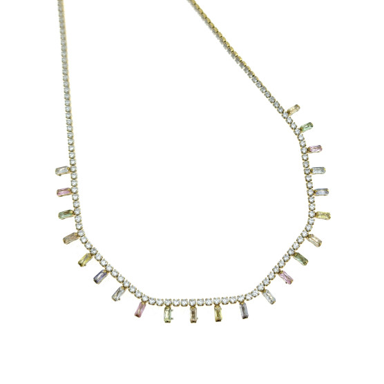 Arteregalo - Girocollo acciaio pvd oro con zirconi multicolor.