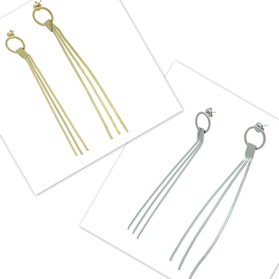 Arteregalo - Orecchini acciaio e pvd oro multifilo cm 10.