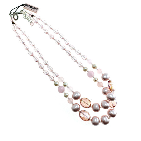 Ottaviani  - Collana con agata madreperla e cristalli