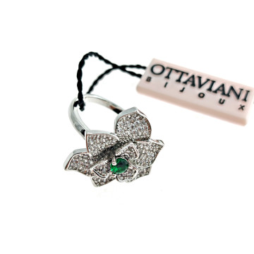 Ottaviani - Collana, bracciale, anello (regolabile) e orecchini rodiati con cubic zirconia.