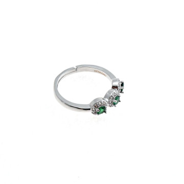 Ottaviani - Collana, bracciale, orecchini e anello rodiati con cubic zirconia.