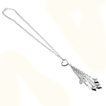 Arteregalo - Collana argento rodiato con pietre naturali e cuori.