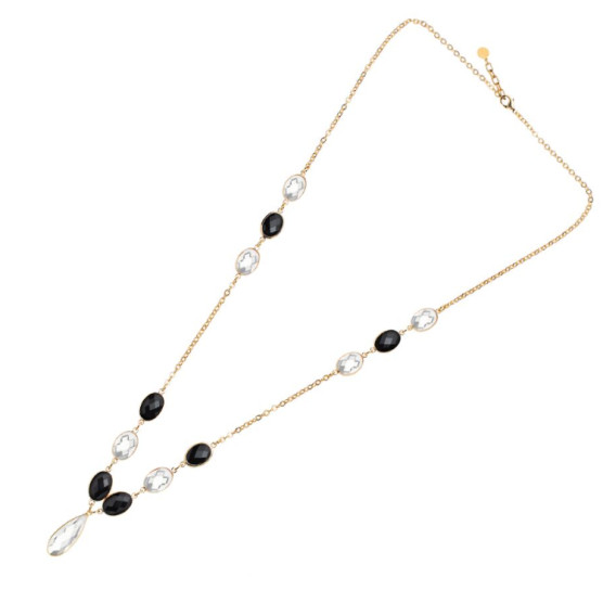 Ottaviani - Collana, bracciale e orecchini placcati oro con cristalli.