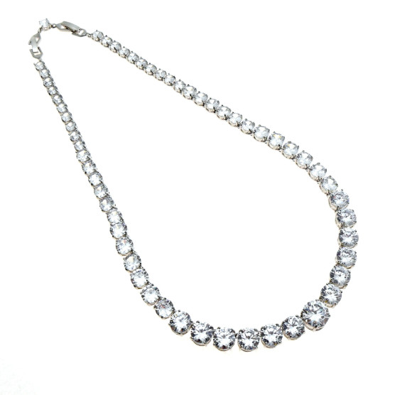 Ottaviani - Collana, bracciale e orecchini rodiati con zirconi. 500906